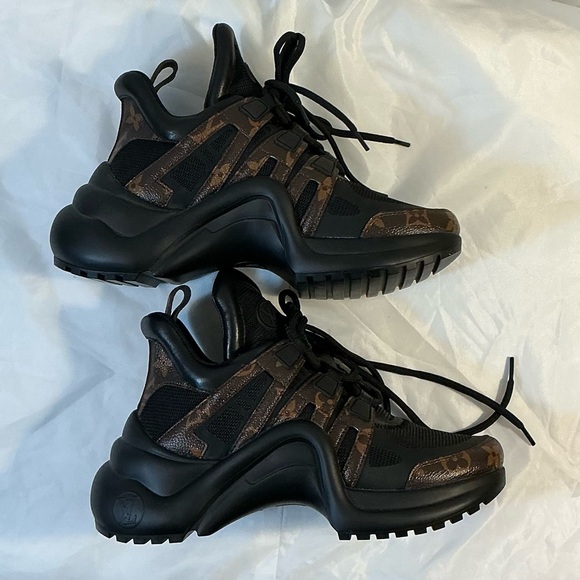 Women’s LV Monogram Black and Brown Sneakers Size 36 - Picture 5 of 14